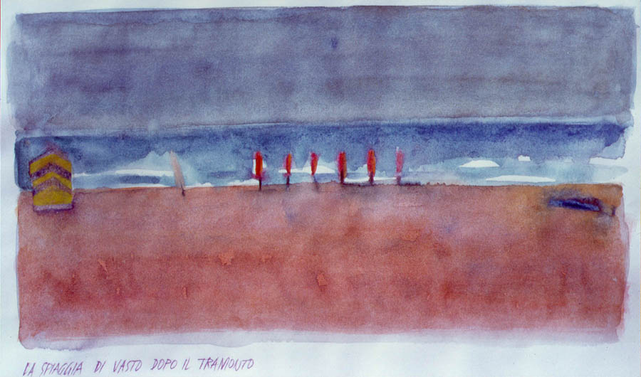 113 Spiaggia di Vasto dopo il tramonto acquerello 1992